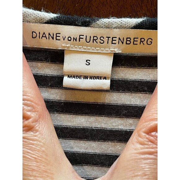 Diane Von Furstenberg Black And‎ White Multi Directional Striped Haven Dress S - Picture 8 of 11